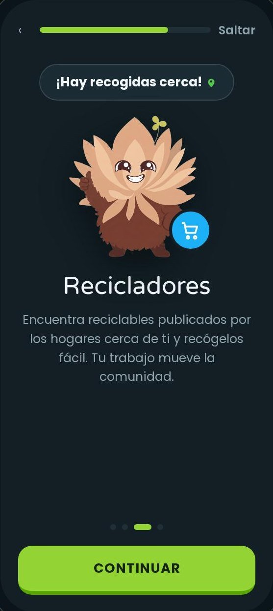 Pantalla Recicladores: encuentra reciclables cerca de ti