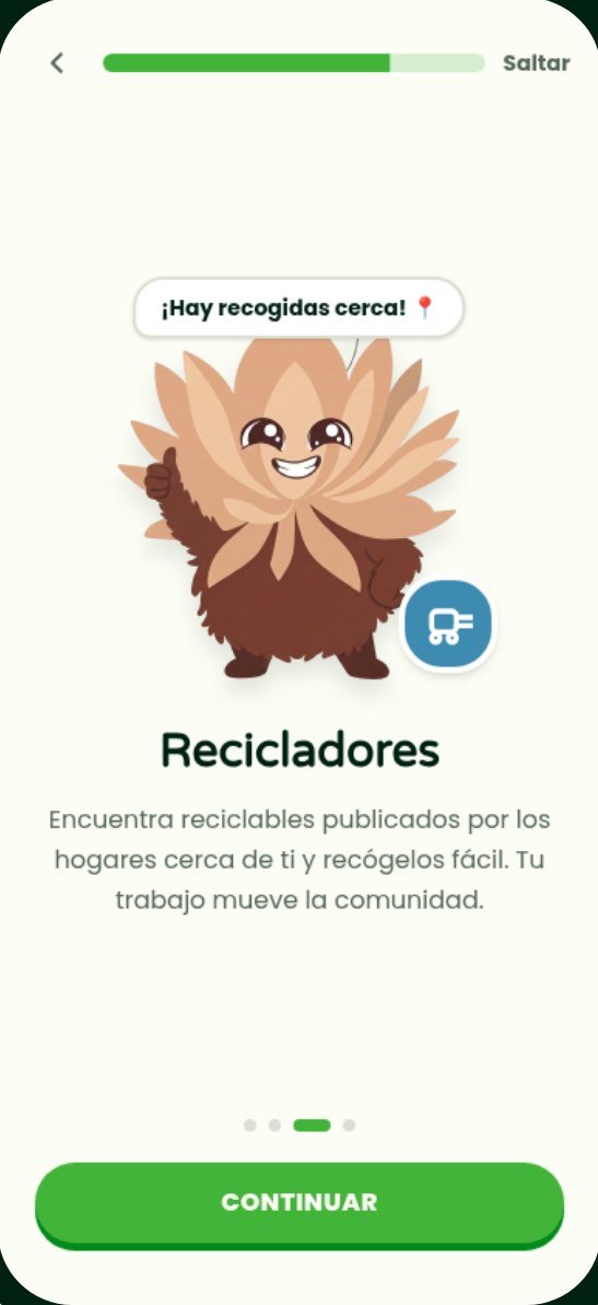 Pantalla Recicladores: encuentra reciclables cerca de ti