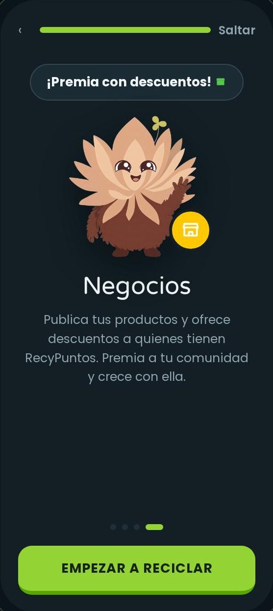Pantalla Negocios: descuentos para quienes tienen RecyPuntos