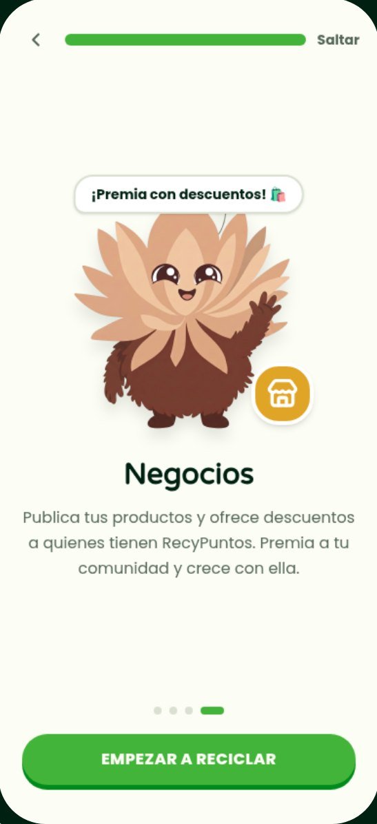 Pantalla Negocios: descuentos para quienes tienen RecyPuntos